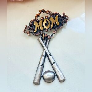 Vintage Baseball MOM Brooch, K&T marked
